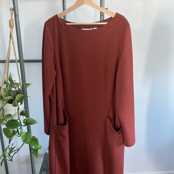 Chestnut brown Boden boatneck fitted, lined dress - 20L / 22L (tall size) - Picture 4 of 7